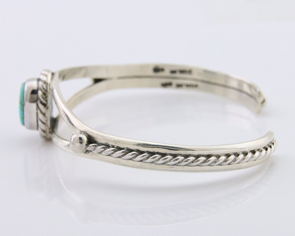 Navajo Bracelet 925 Silver Natural Turquoise Artist Signed Gecko C.80's