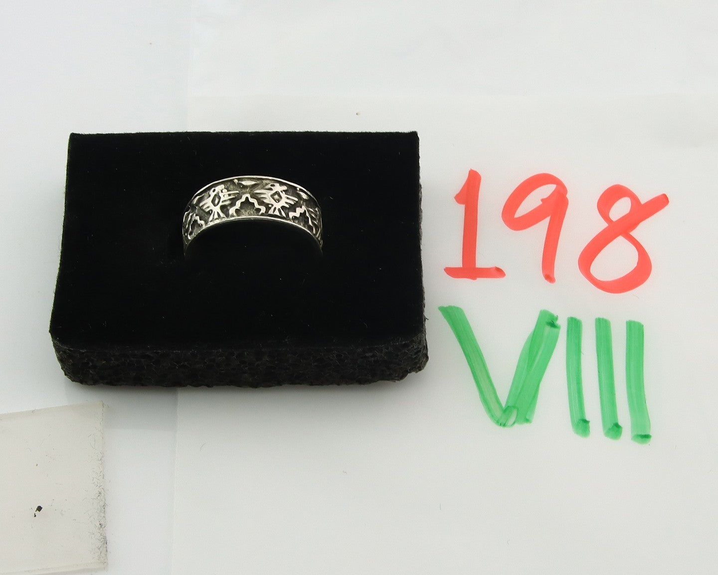 Navajo Band Ring Sterling Silver Vintage Authentic Signed BSM Size 8.0