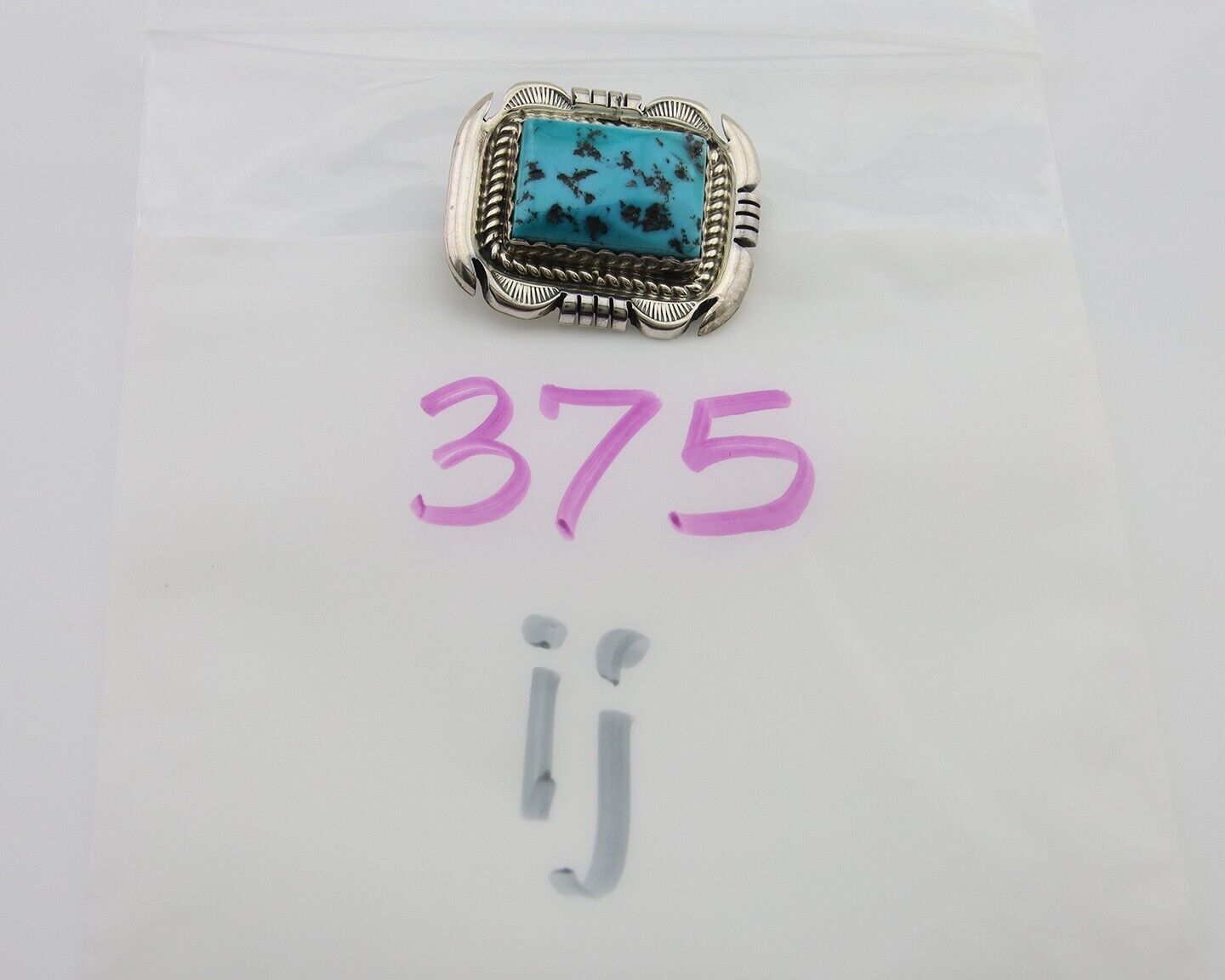 Navajo Pin 925 Silver Natural Blue Turquoise Artist Signed Hyson Craig C.80's