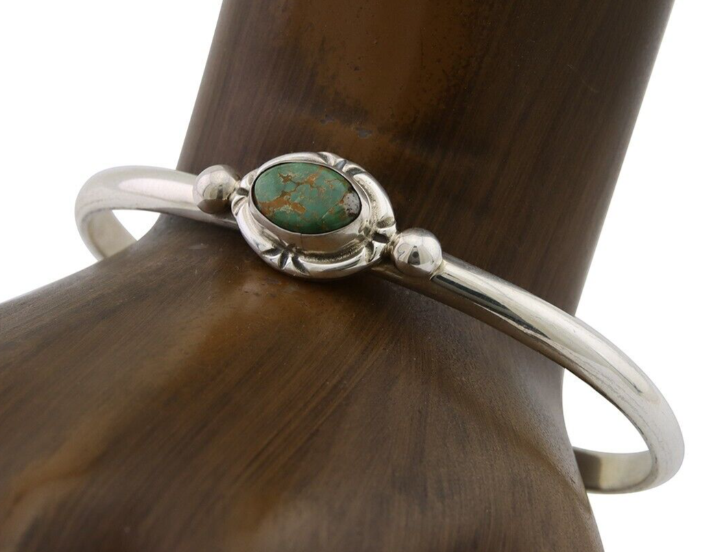 Navajo Bracelet 925 Silver Natural Turquoise Native American Artist C.80's