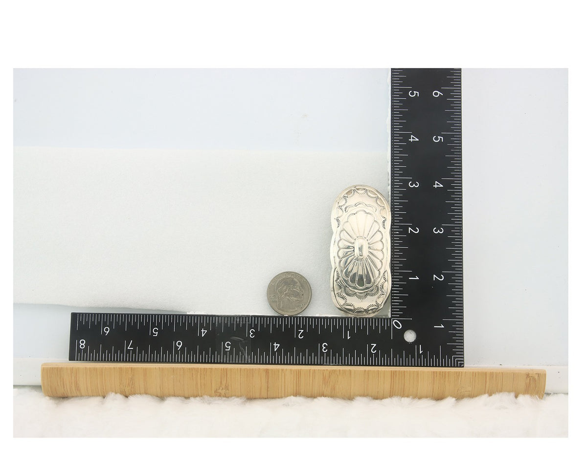 Vintage Navajo Barrette 925 Sterling Silver Hand Stamped Authentic Native Artist