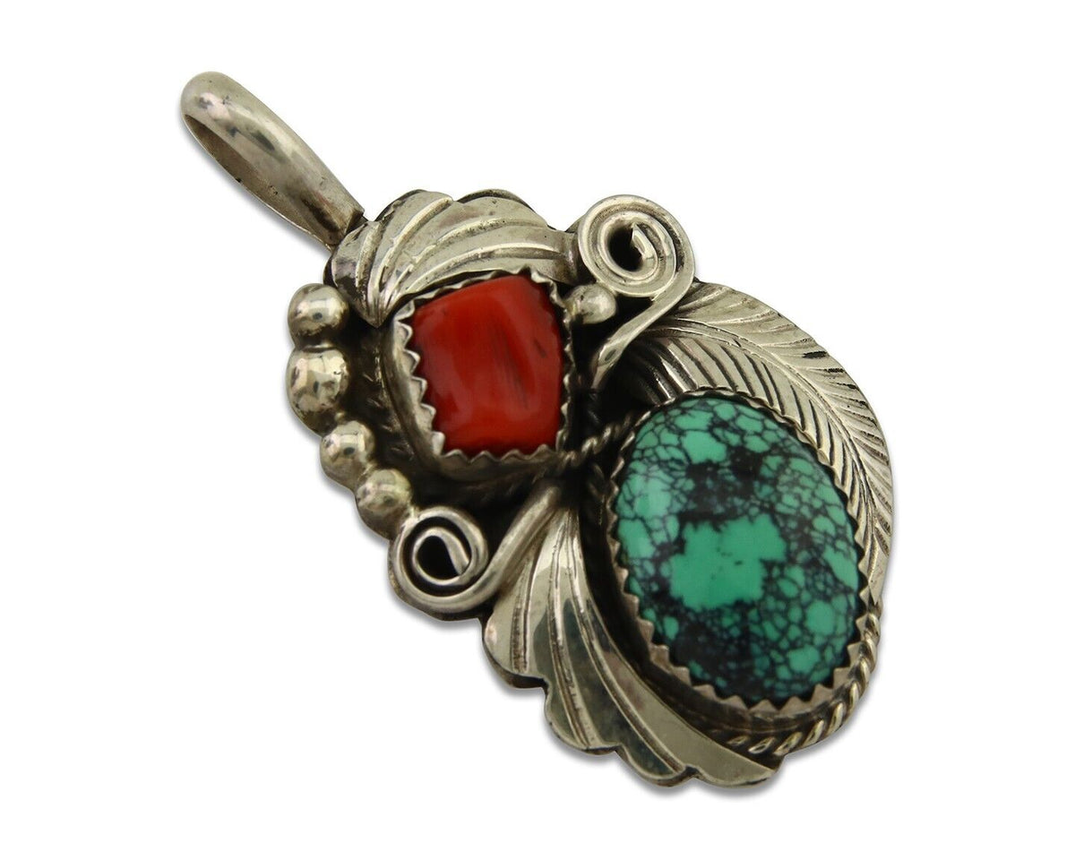 Navajo Necklace 925 Silver Spiderweb Turquoise Artist Signed Justin Morris C80s