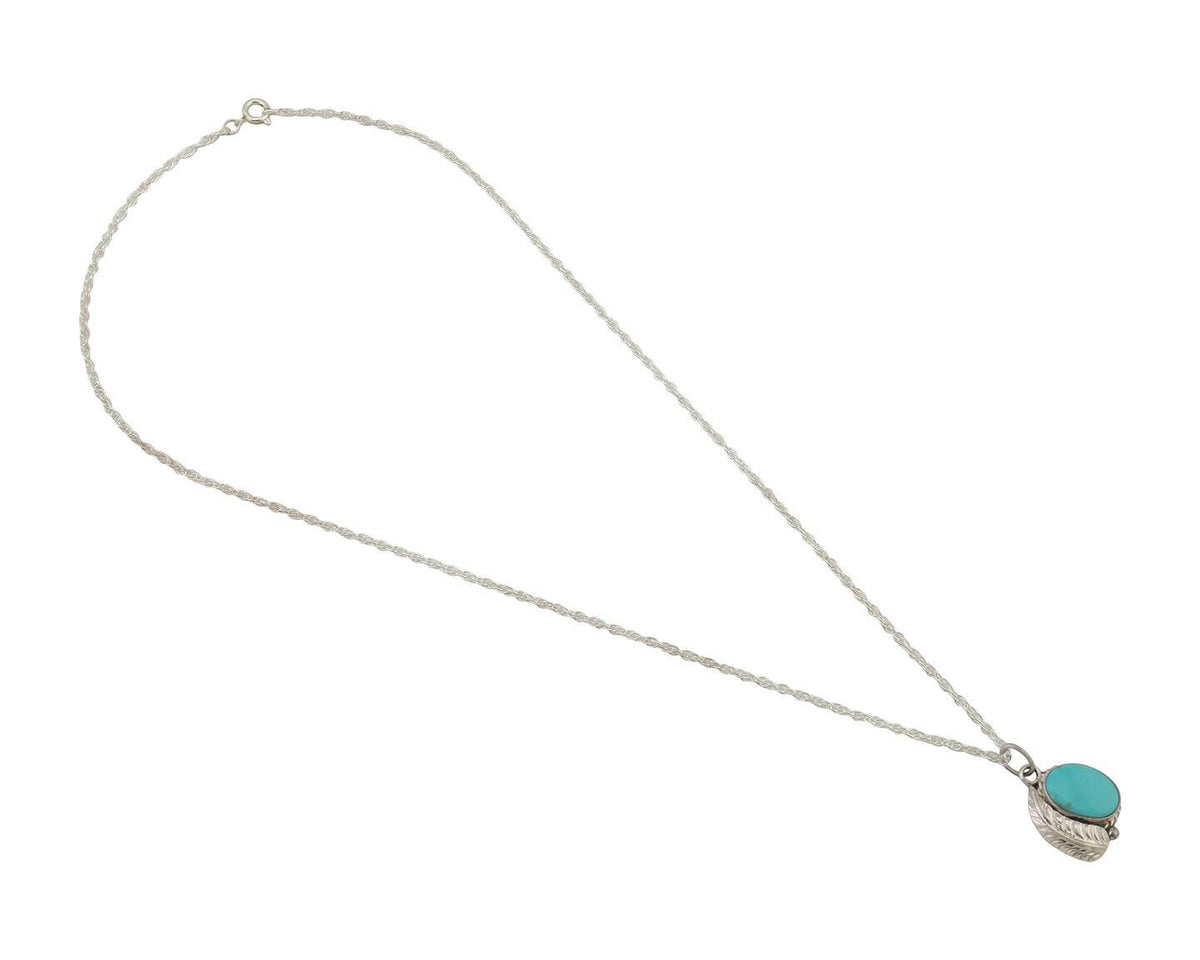 Navajo Necklace 925 Silver Natural Kingman Turquoise Native American C.80's