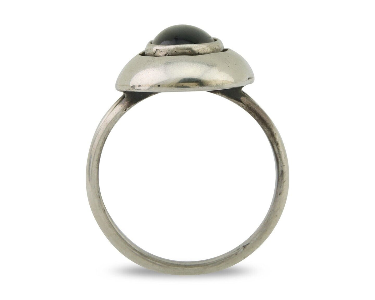 Navajo Handmade Ring 925 Silver Black Onyx Artist Signed M Montoya C.80's