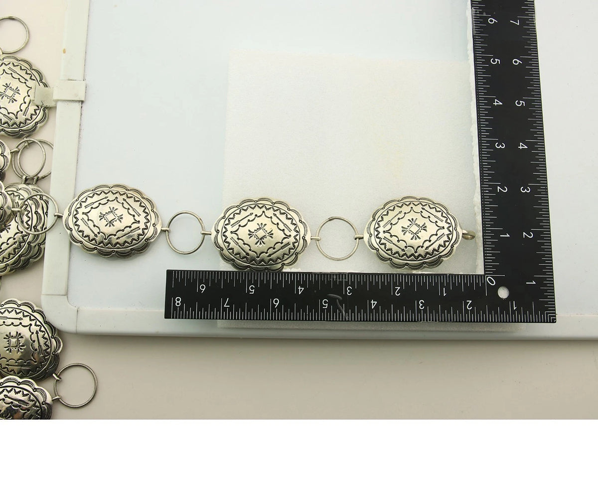 Navajo Concho Belt Sterling Silver Vintage Signed Wilbert Secatero