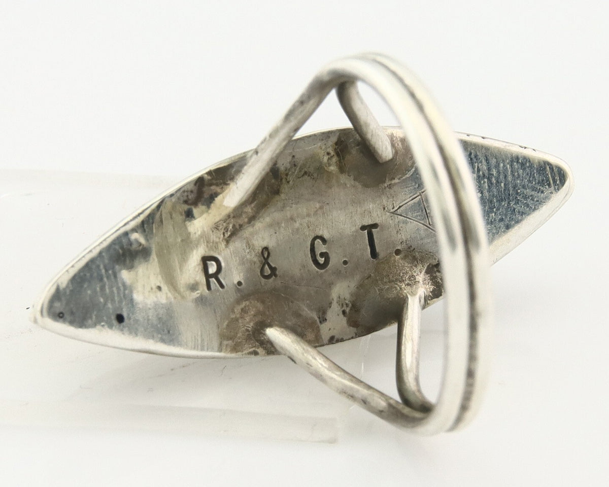 Vintage Zuni Ring 925 Sterling Silver Natural Gemstone Signed R & GT Size 7.5