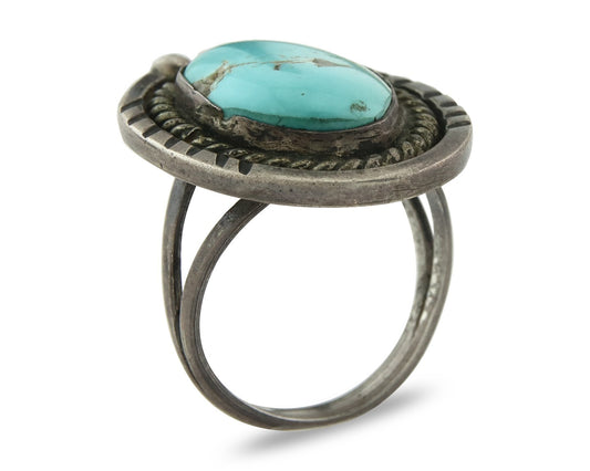 Vintage Navajo Ring 925 Sterling Silver Turquoise Handmade Size 7.0