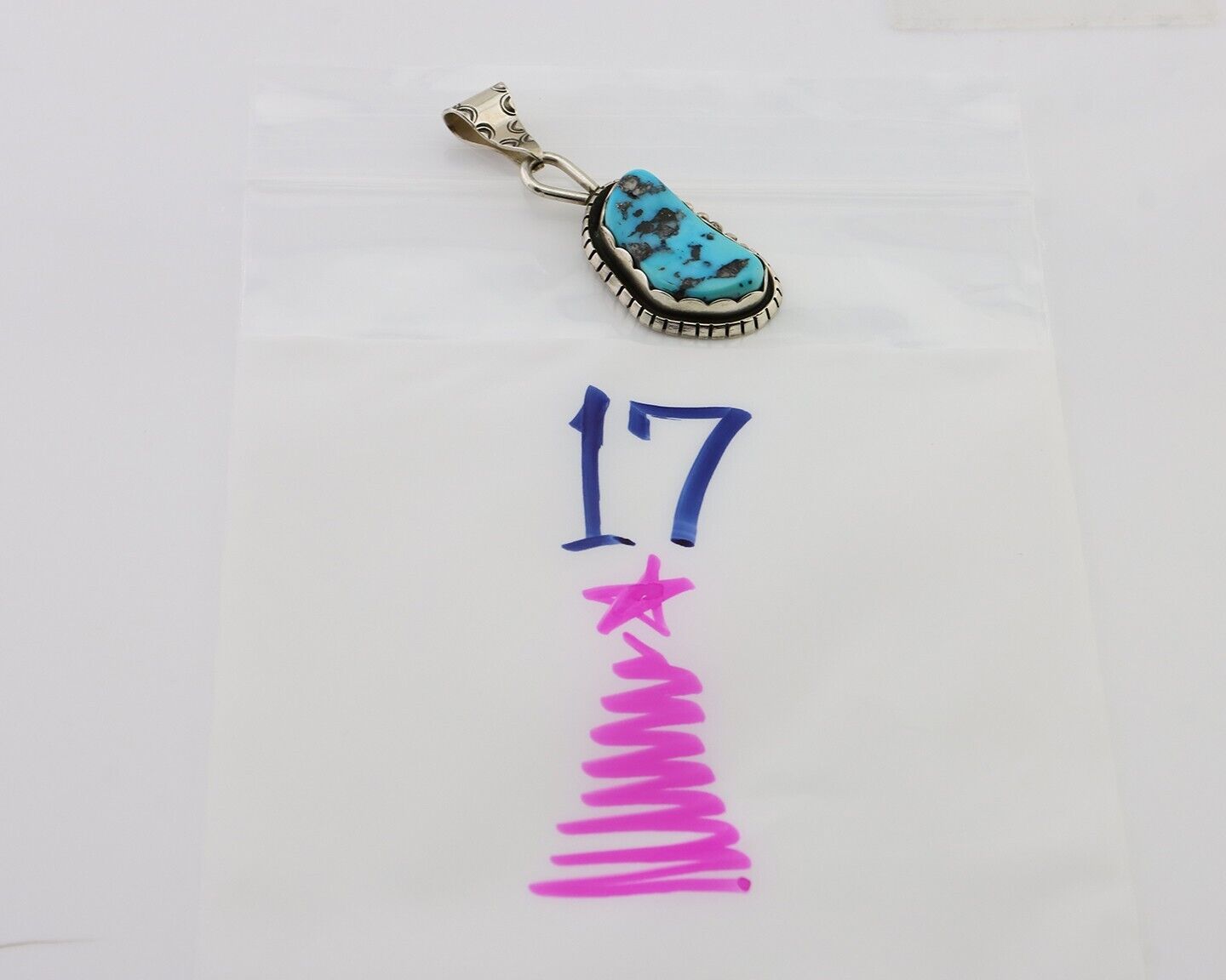 Navajo Necklace Pendant 925 Silver Turquoise Artist Tony Guerro C.80's