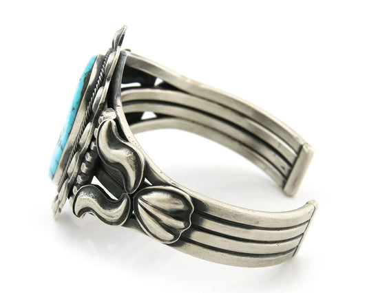 Navajo Cuff Bracelet Sterling Silver Turquoise Native Artist Signed Paul Begay