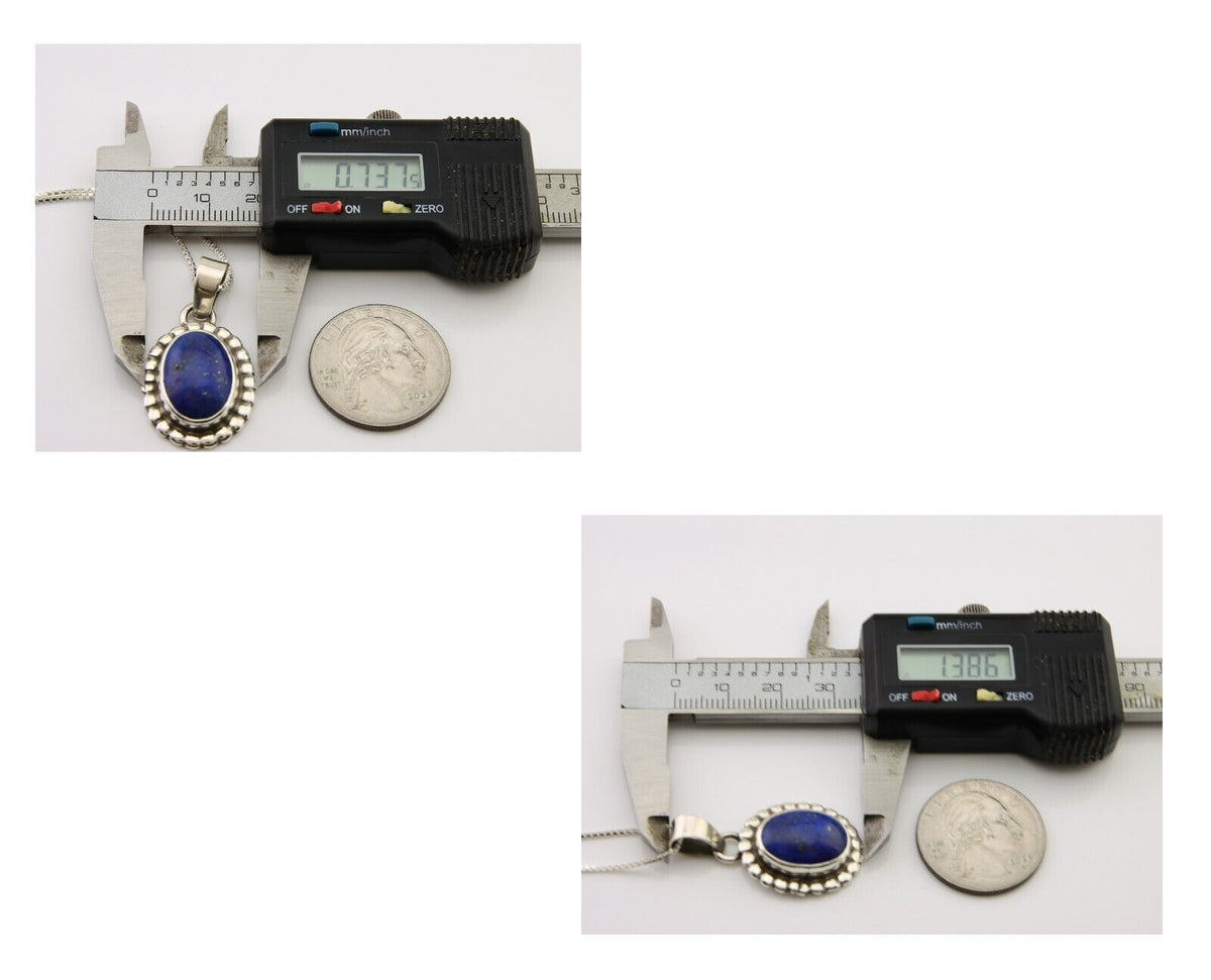 Navajo Pendant 925 Silver Natural Lapis Lazuli Signed Sunrise C.80's