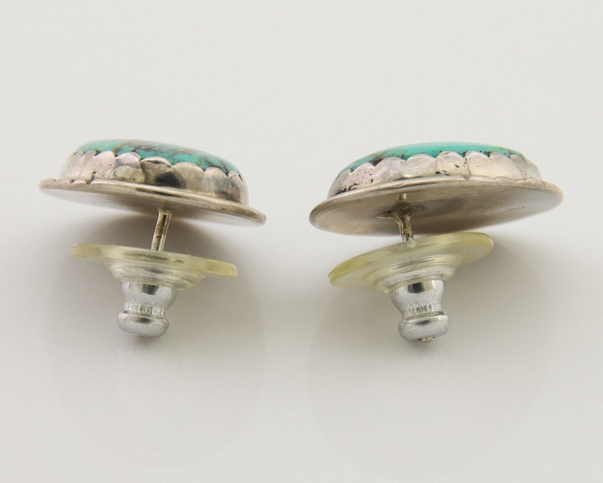 Navajo Earrings 925 Silver Natural Blue Native American Artist C.80's