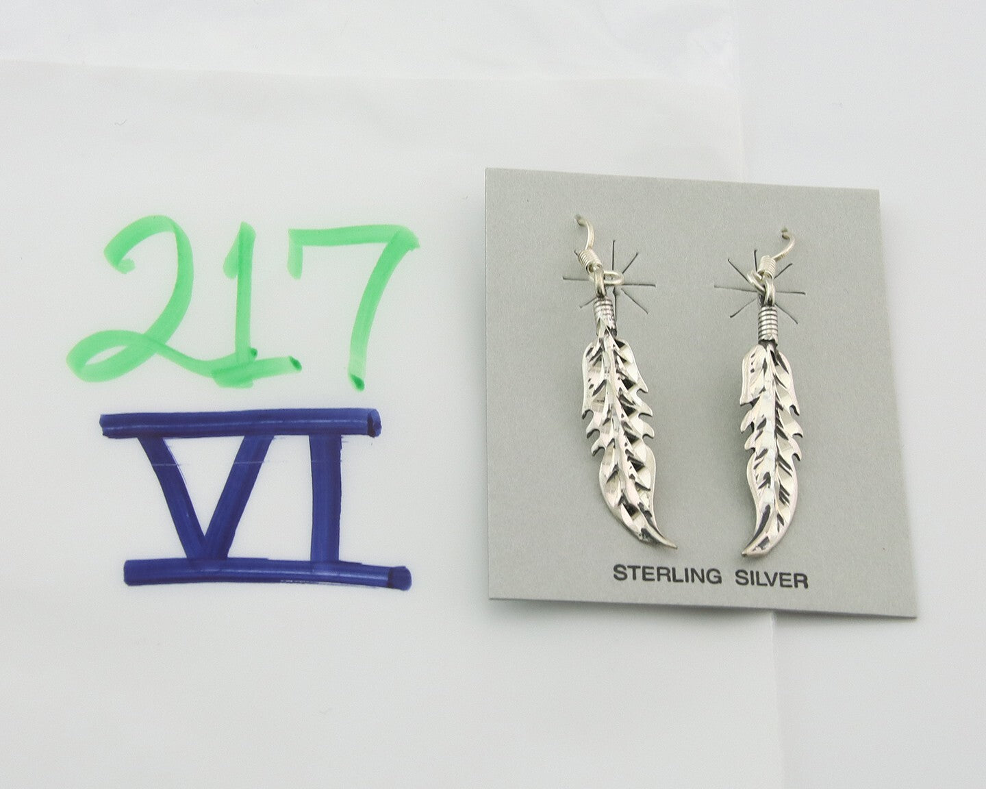 Navajo Feather Earrings Sterling Silver Dangle Vintage Authentic Signed Masha