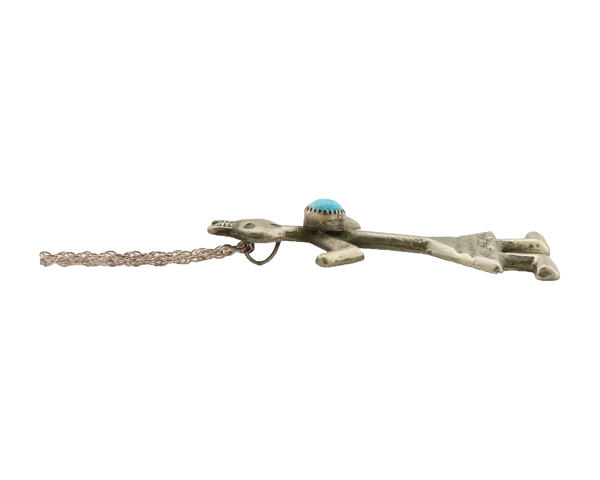 Navajo Turquoise Necklace 925 Silver Sand Cast Dancer C.80's
