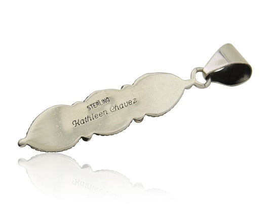 Navajo Necklace 925 Silver Natural Turquoise Artist Kathllen Chavez C.80's