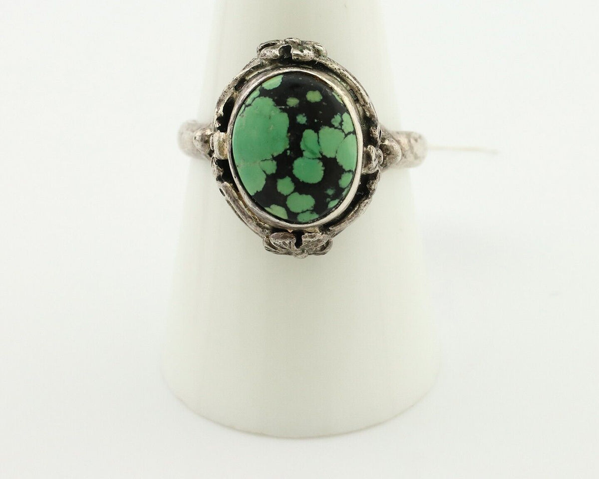 Navajo Ring 925 Silver Natural Spiderweb Turquoise Native Artist Signed Cody