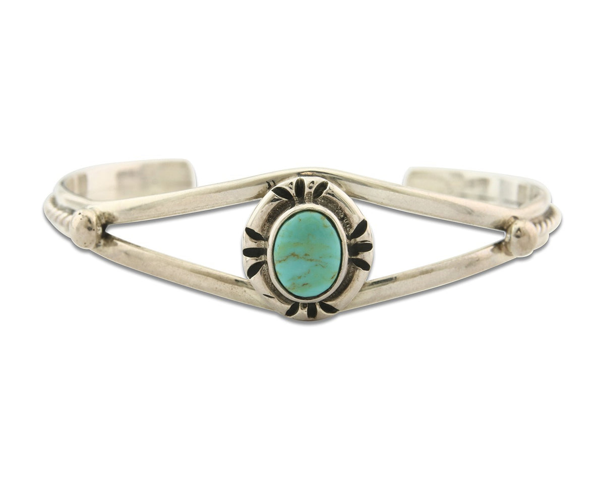 Vintage Navajo Bracelet 925 Silver Turquoise Tranditional Handmade Signed Gecko