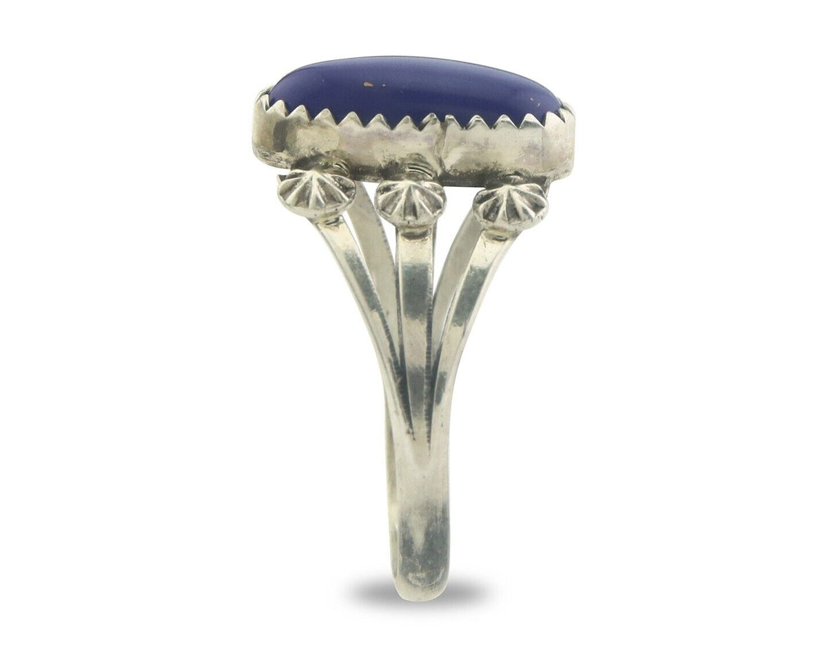 Navajo Ring 925 Sterling Natural Lapis Handmade Native Artist C.80's