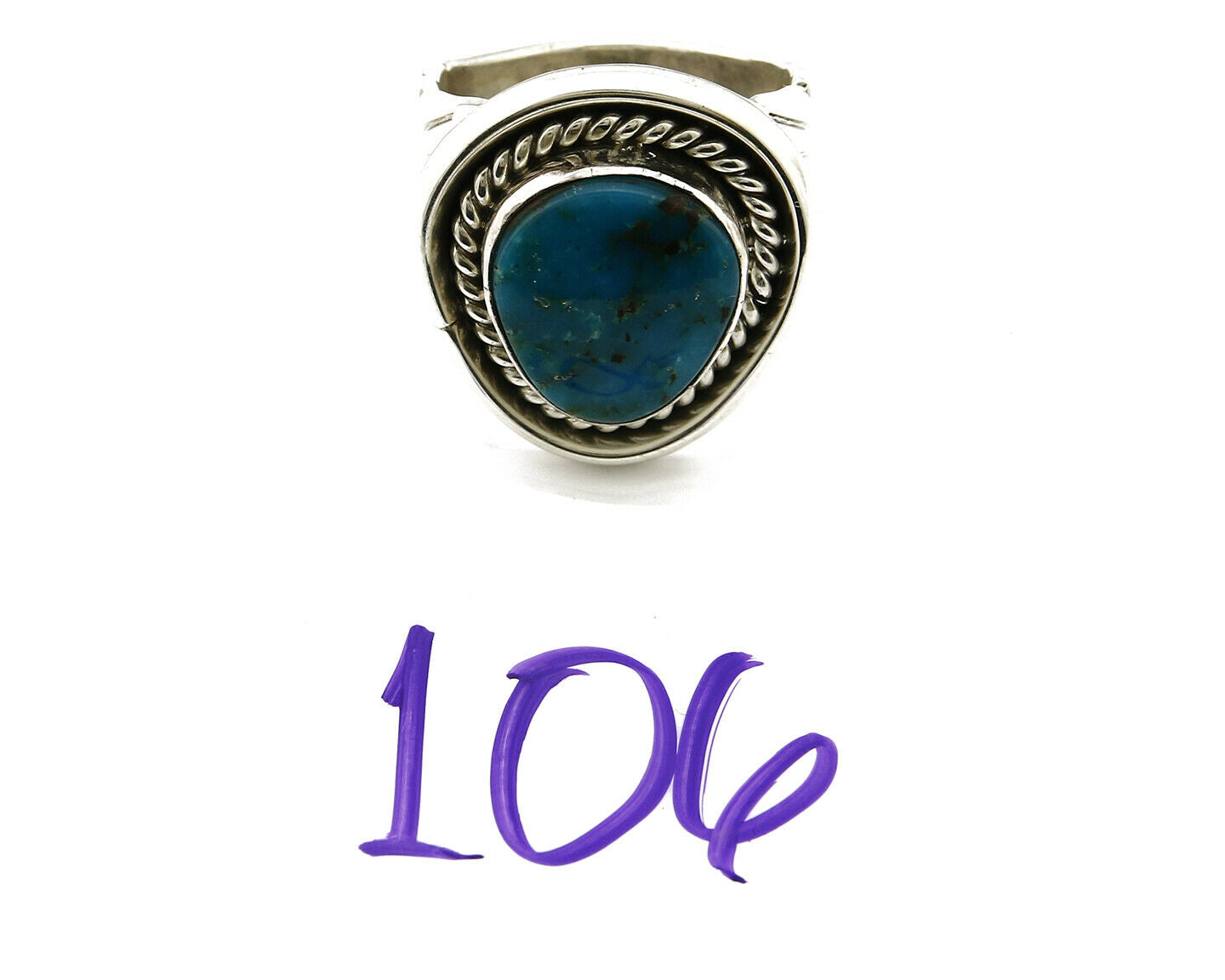 Navajo Ring .925 Silver Turquoise Handmade Signed Doug Zachary C.1980's
