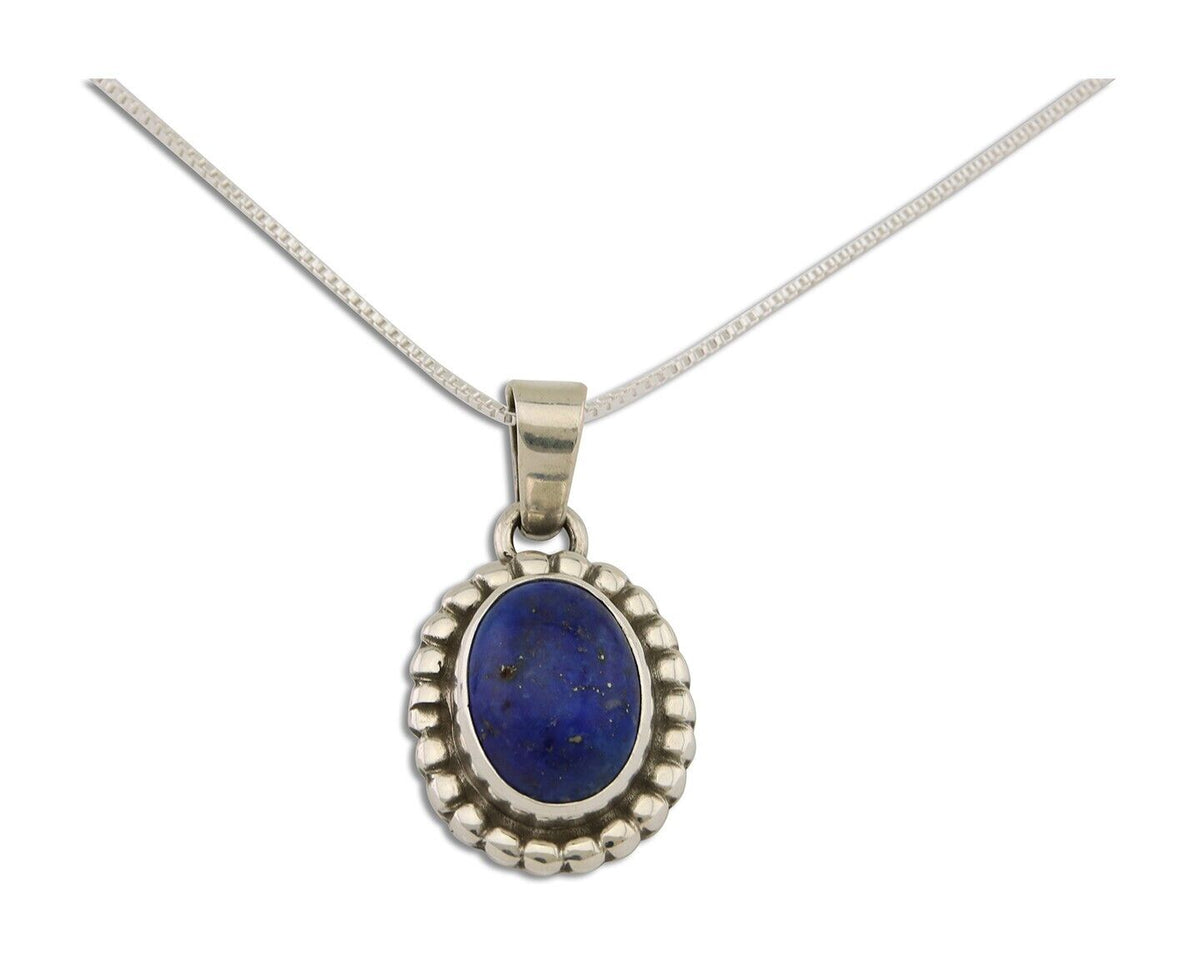 Navajo Pendant 925 Silver Natural Lapis Lazuli Signed Sunrise C.80's