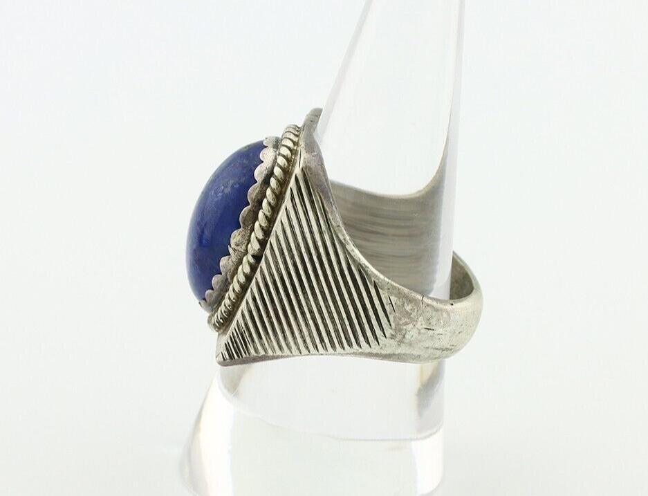 Navajo Ring 925 Silver Natural Blue Lapis Lazuli Native American Artist C.80's