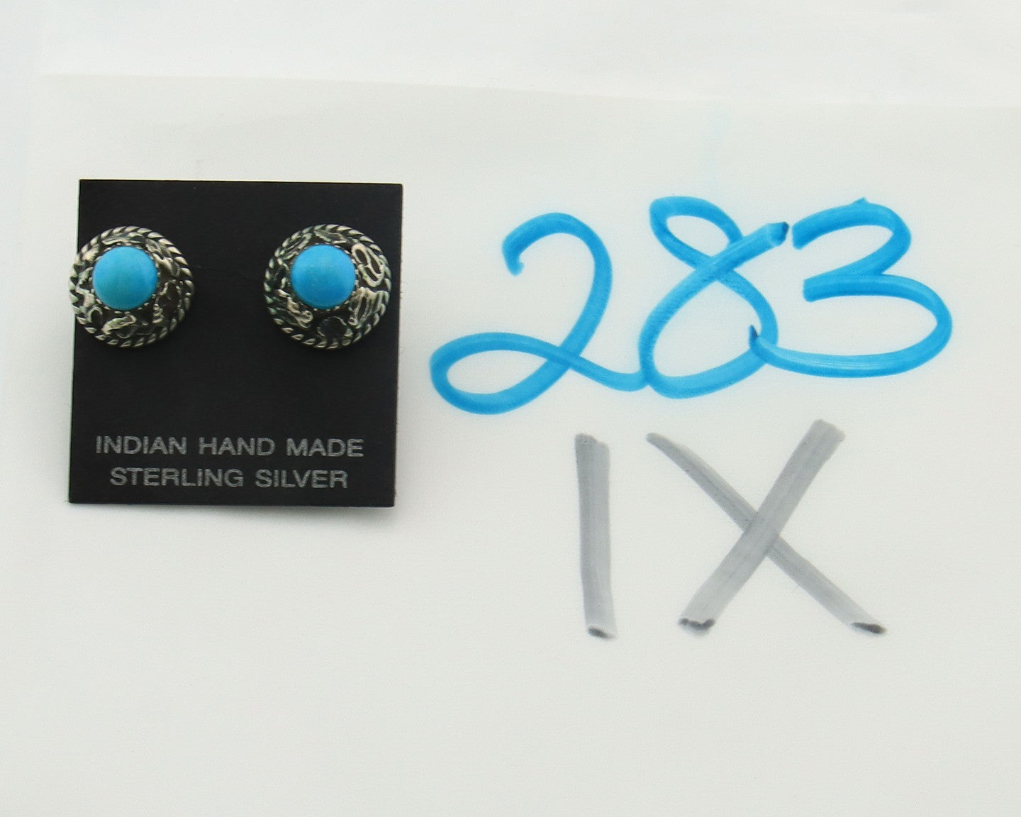 Navajo Earrings Sterling Silver Natural Turquoise Vintage Handmade