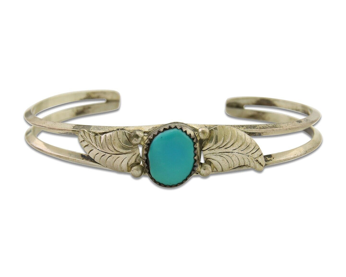 Navajo Cuff Bracelet 925 Silver Turquoise Artist Signed DB C.80's