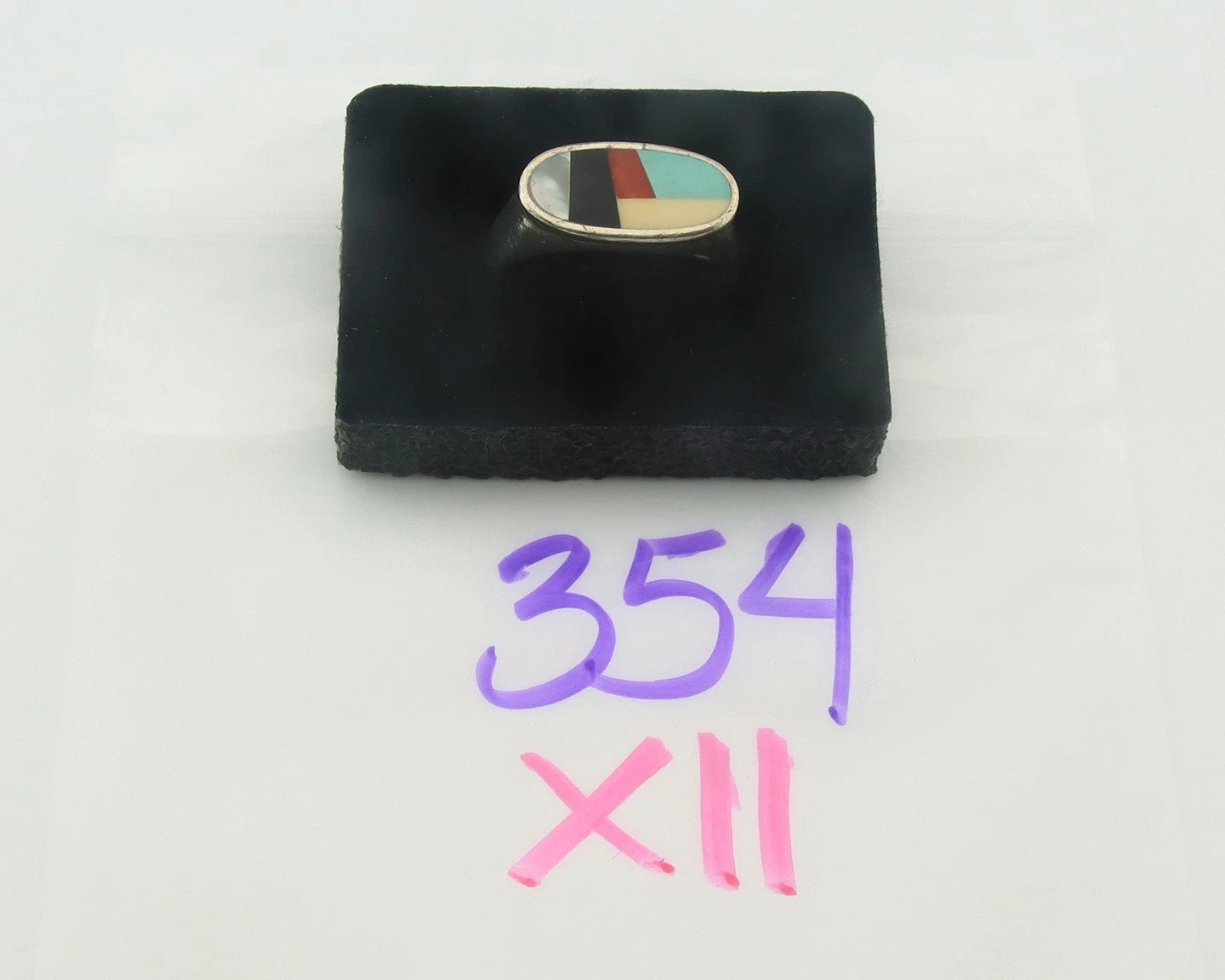 Men Navajo Ring Sterling Silver Natural Gemstone Size 12.5