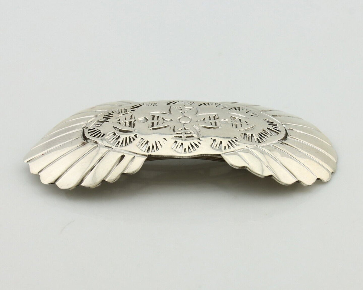 Women's Navajo Hair Clip Hand Stamped 925 Silver Artist Signed C Montoya C.80's