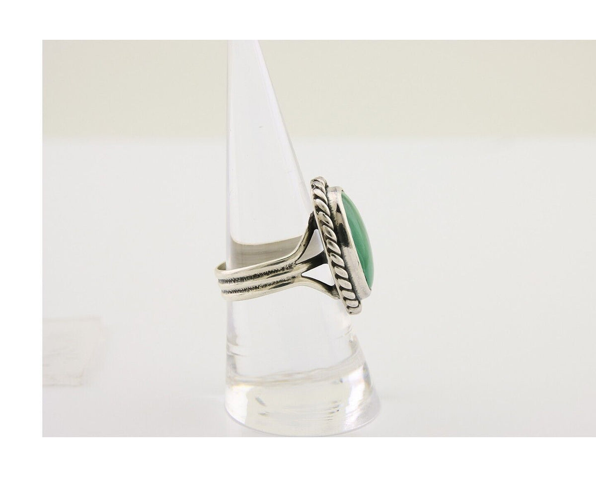 Navajo Ring 925 Silver Natural Malachite Native American Artist C.80's
