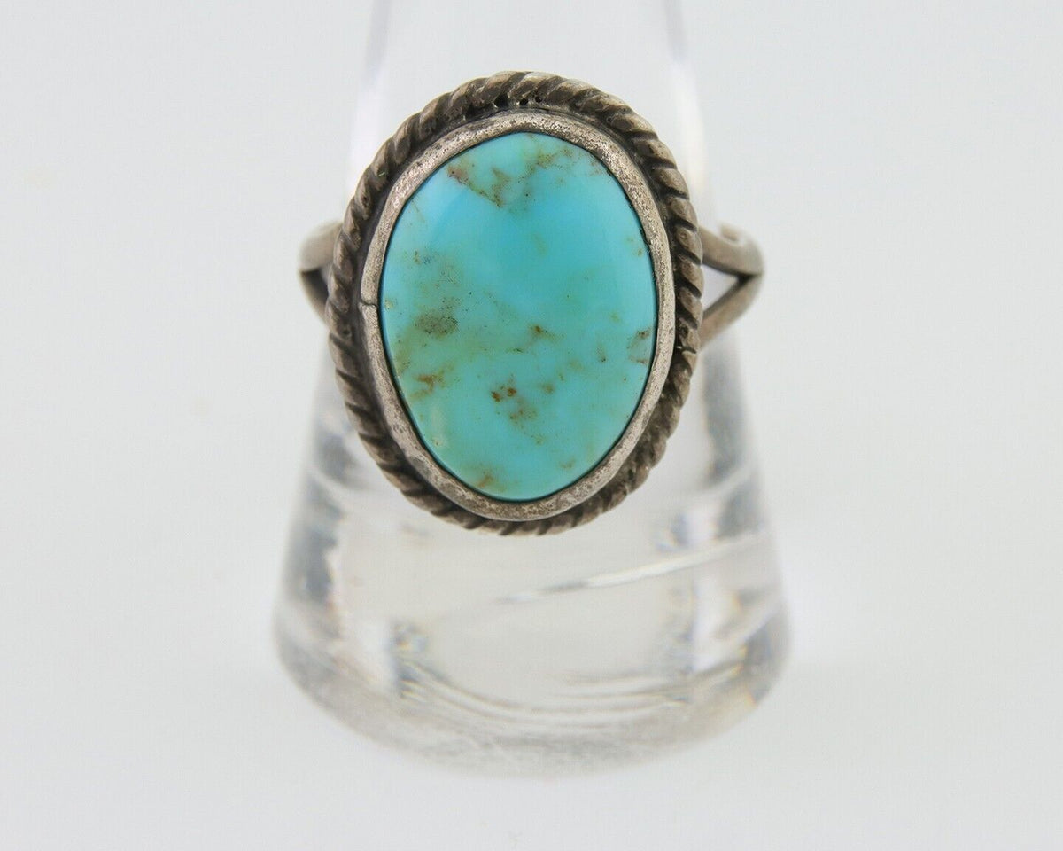 Navajo Handmade Ring 925 Silver Natural Turquoise Native Artist C.80's