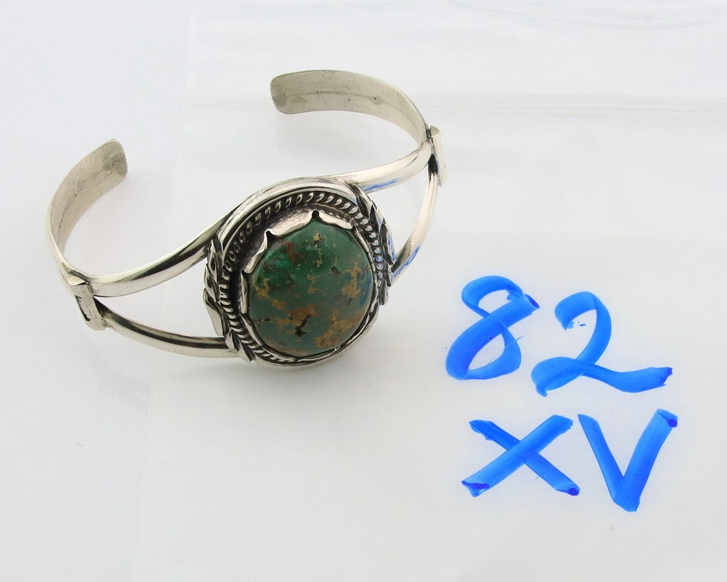 Navajo Bracelet Sterling Silver Turquoise Vintage Native Artist Signed Sunrise