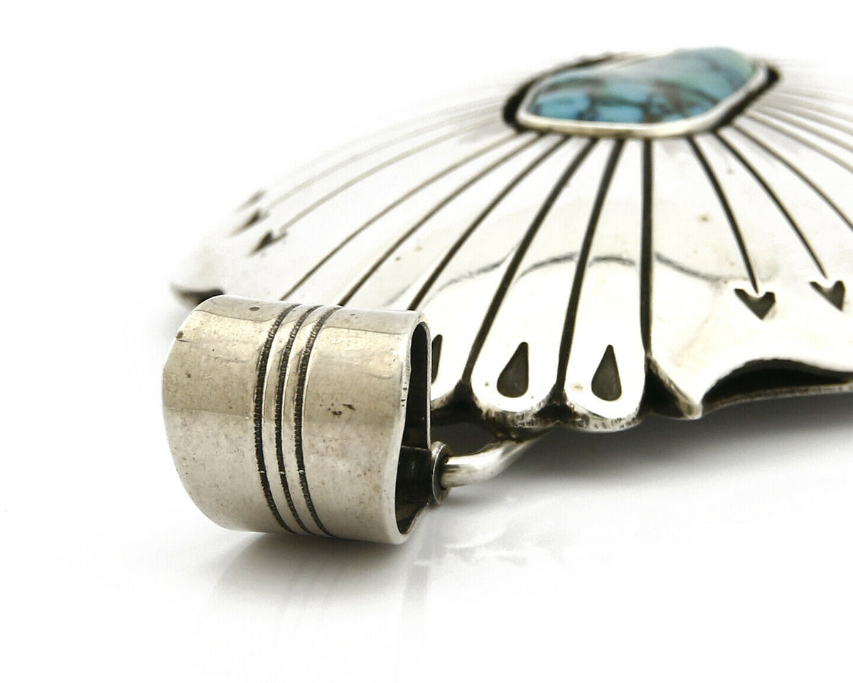 Navajo D Begay Pendant Natural Turquoise .925 Silver Hand Stamped C.80's