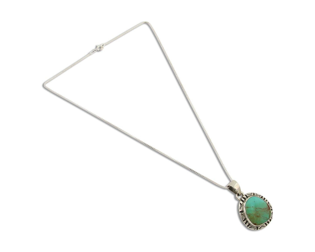 Navajo Necklace 925 Silver Natural Turquoise Artist Signed Gecko C.80's
