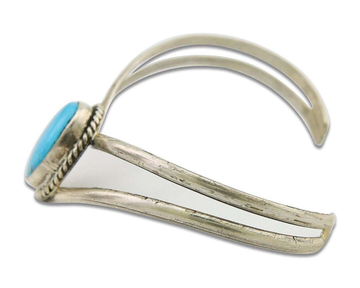 Navajo Bracelet 925 Silver Cuff Turquoise Handmade Artist Signed MC C.80's