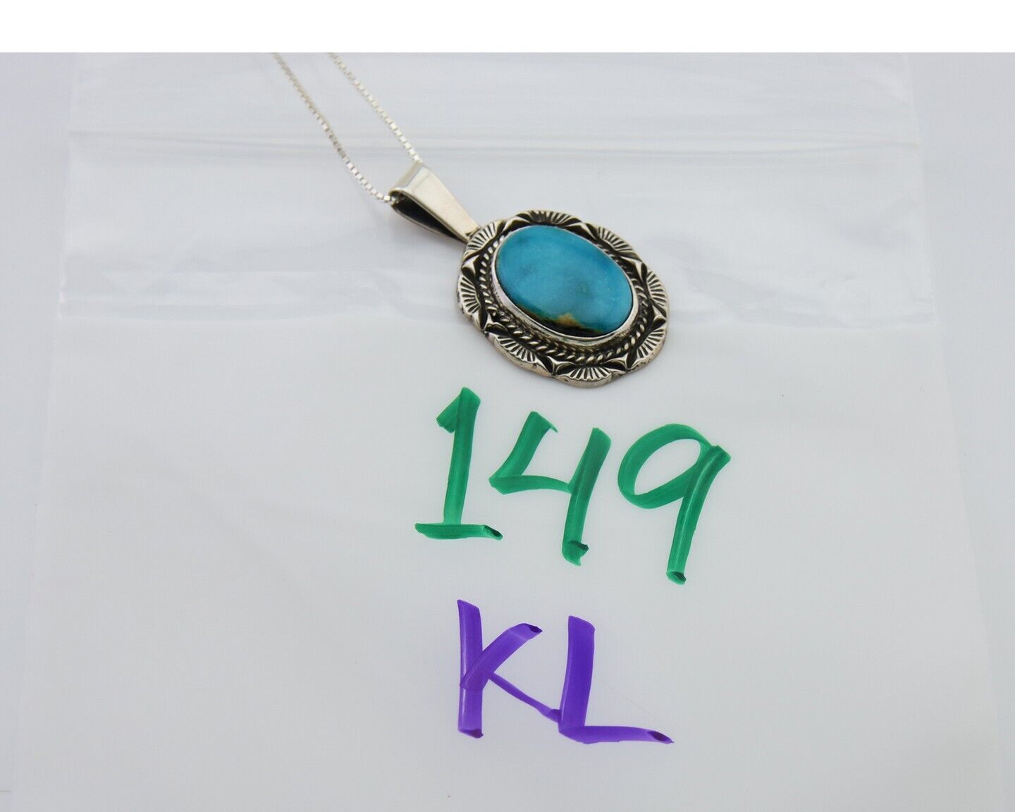 Navajo Necklace 925 Silver Blue Gem Turquoise Artist Signed Mike Begay C.80s