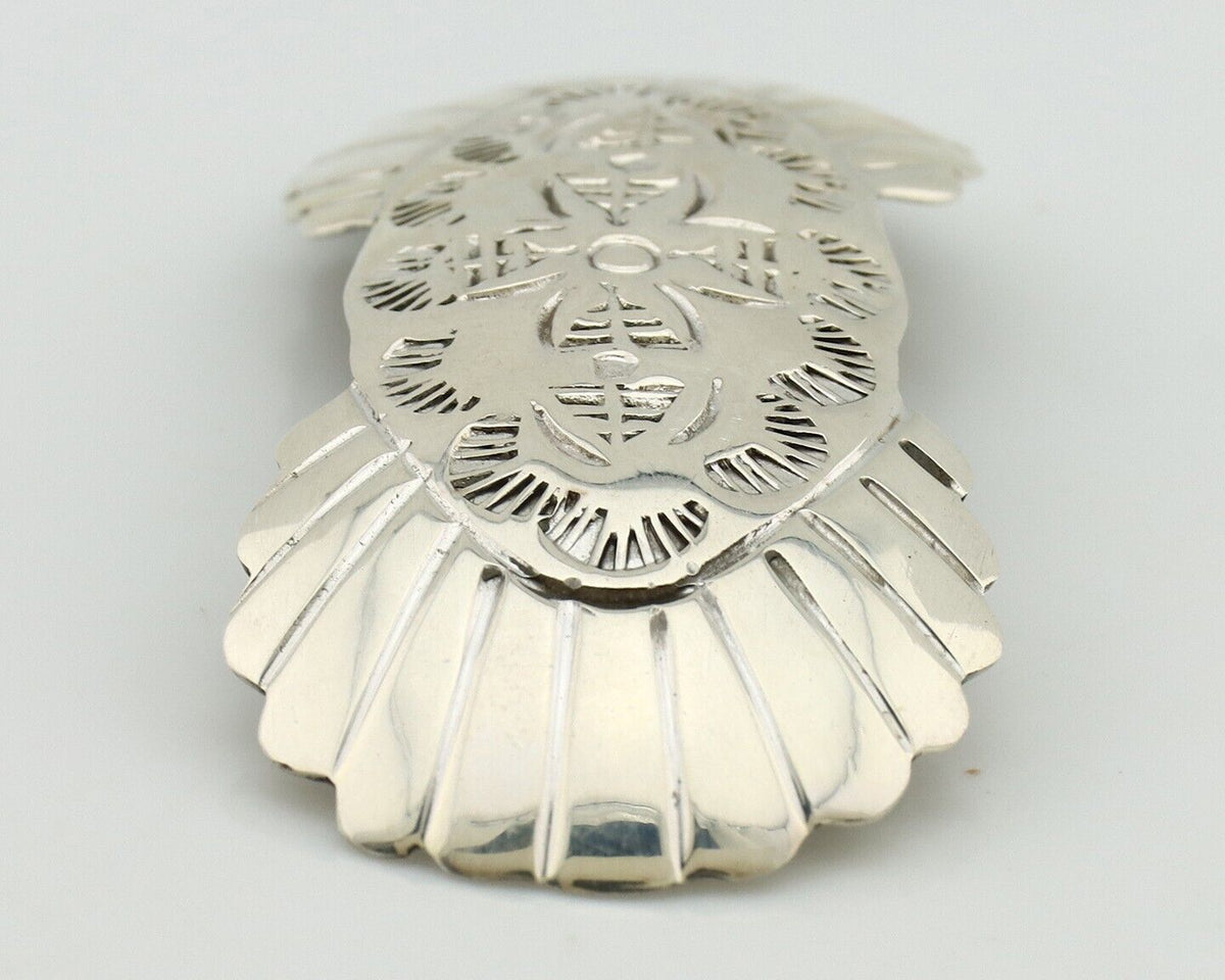 Women's Navajo Hair Clip Hand Stamped 925 Silver Artist Signed C Montoya C.80's