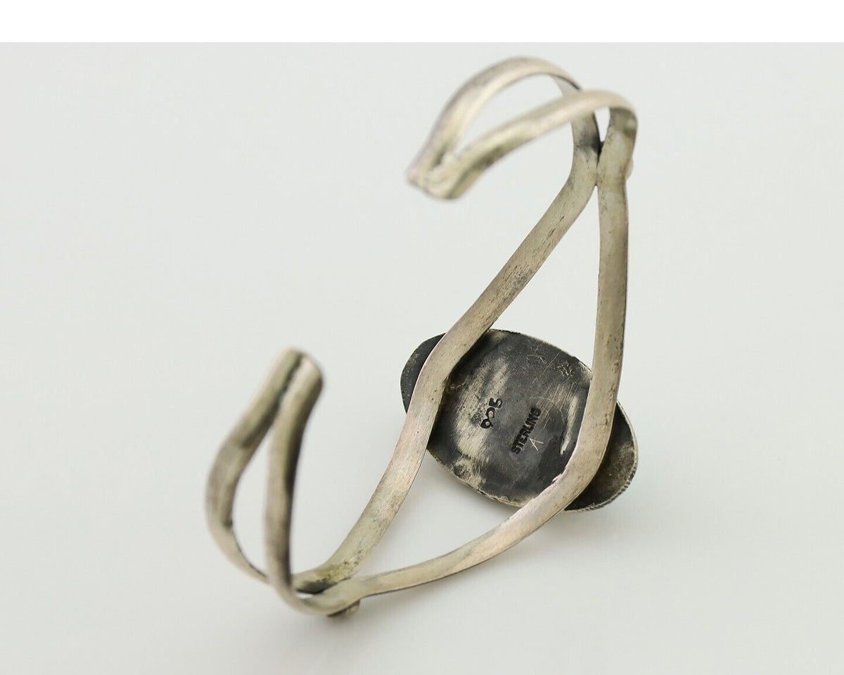 Navajo Bracelet 925 Silver Kingman Turquoise Native American Artist C.80's