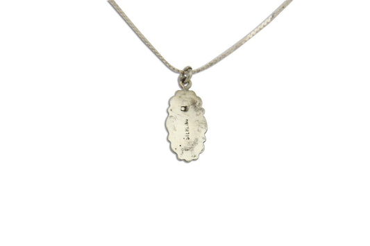 Navajo Necklace 925 Silver Natural Turquoise Artist Signed Square C.80's