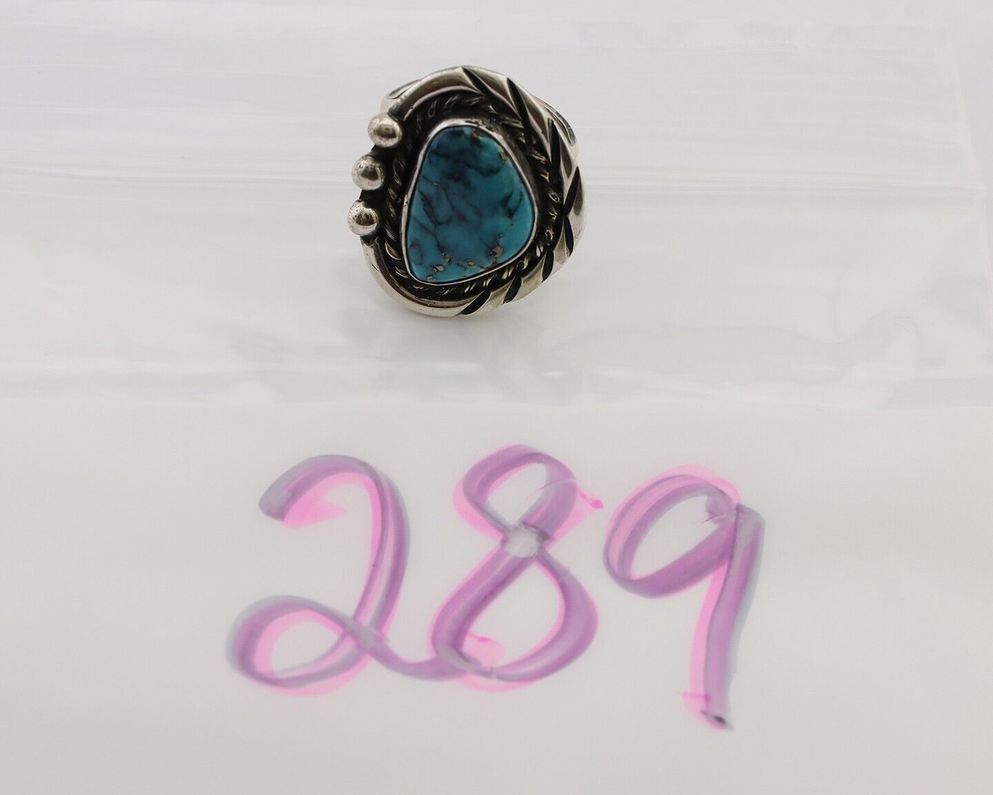 Navajo Handmade Ring 925 Silver Turquoise Native American Artist C.80's