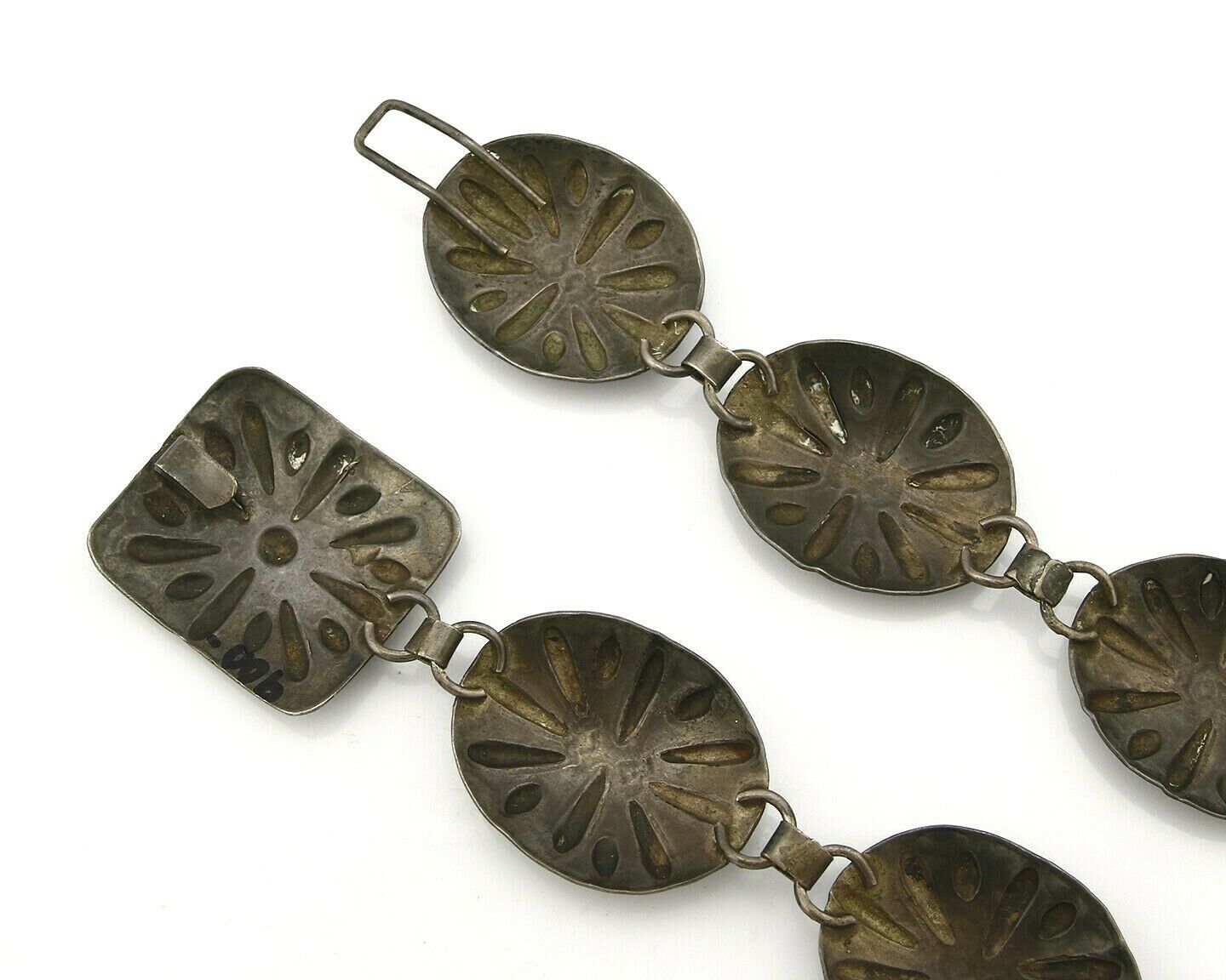 Navajo Concho Belt .925 Silver Handmade Hand Stamped Circa 1940's