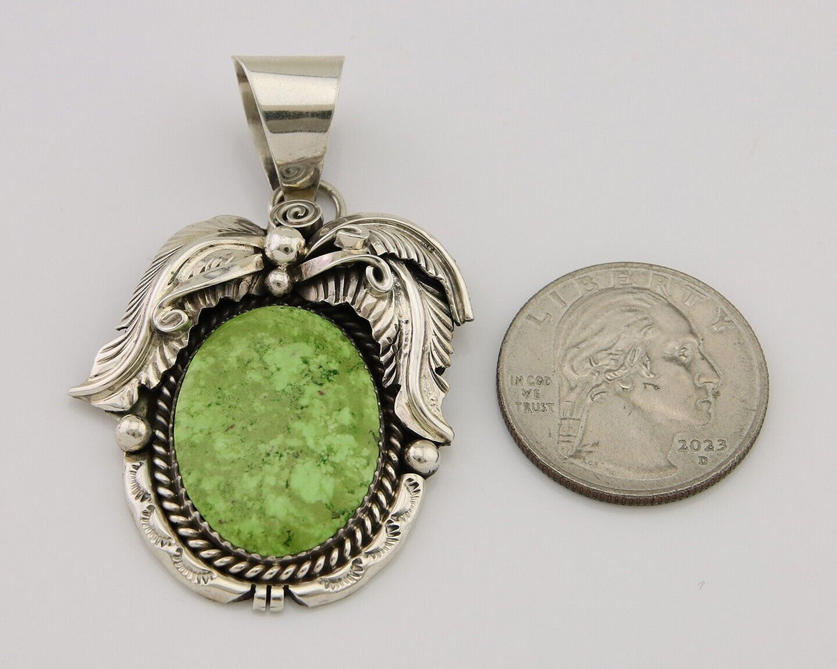 Navajo Pendant 925 Silver Natural Mojave Turquoise Signed E Kee C.80's