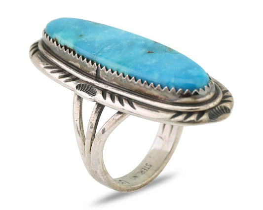Navajo Handmade Ring 925 Silver Turquoise Native American Artist C.80's