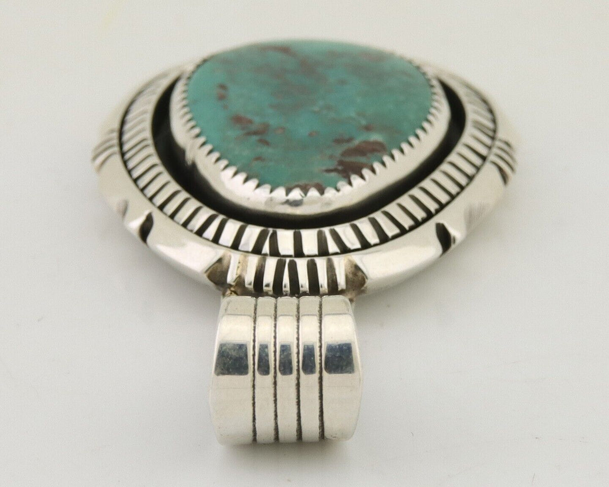 Navajo Pendant 925 Silver Natural Turquoise Artist Signed Lidia Begay C.80's
