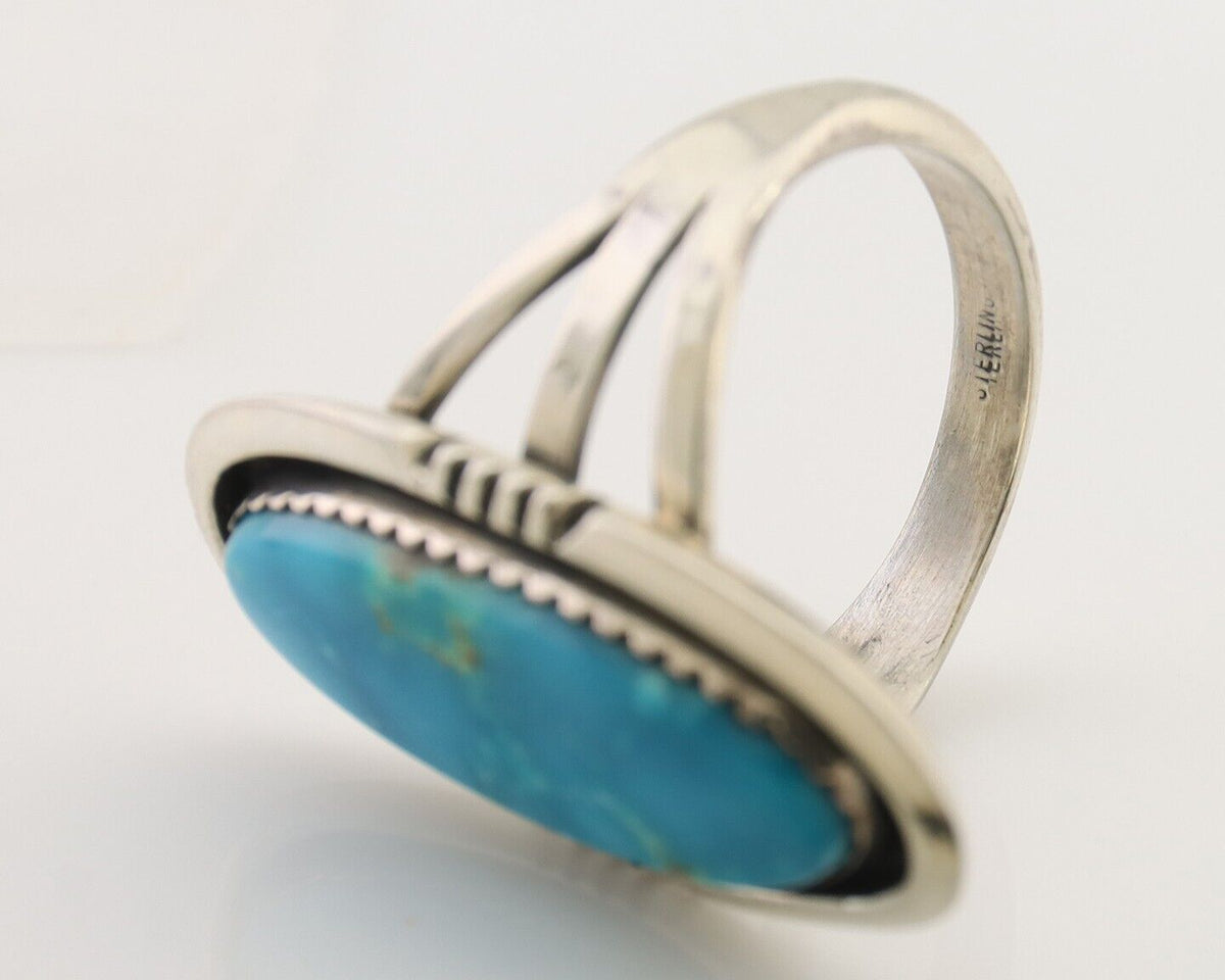 Navajo Ring 925 Silver Natural Blue Turquoise Native American Artist C.80's