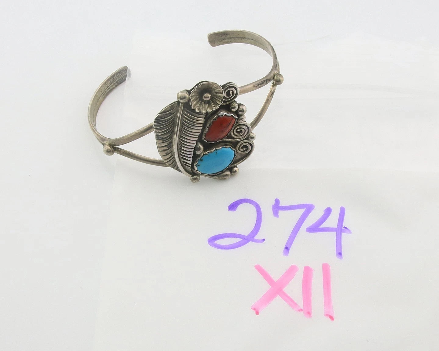 Navajo Cuff Bracelet Sterling Silver Natural Gemstone Vintage Native American
