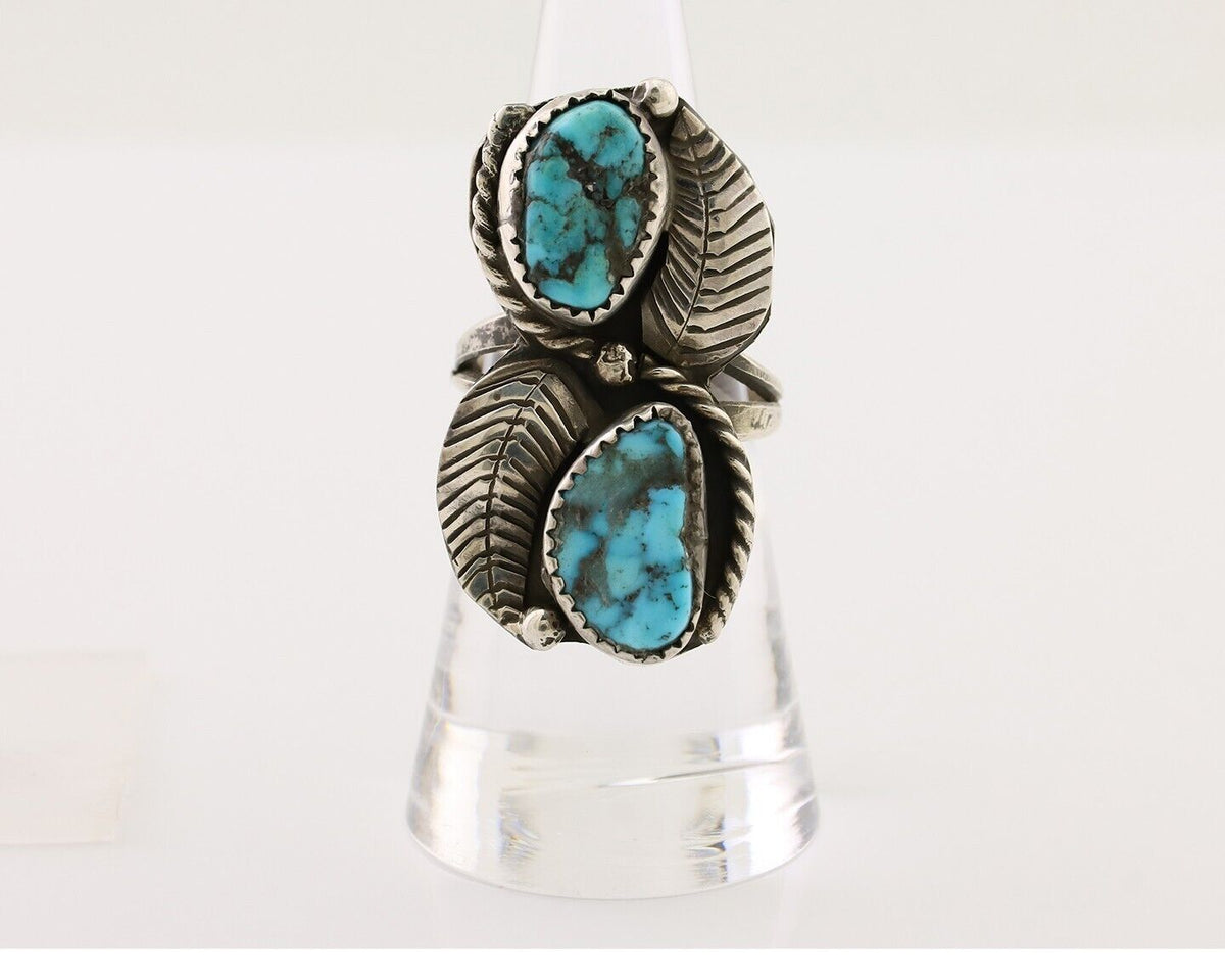 Navajo Handmade Ring 925 Silver Natural Tuquoise Native American Artist C.80's