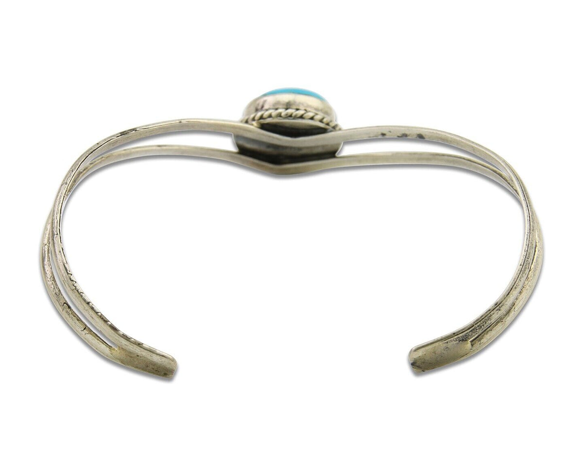 Navajo Bracelet 925 Silver Cuff Turquoise Handmade Artist Signed MC C.80's
