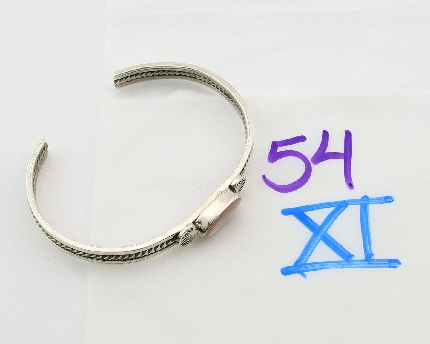 Navajo Cuff Bracelet Sterling Silver Authentic Pink Muscle Native Artist