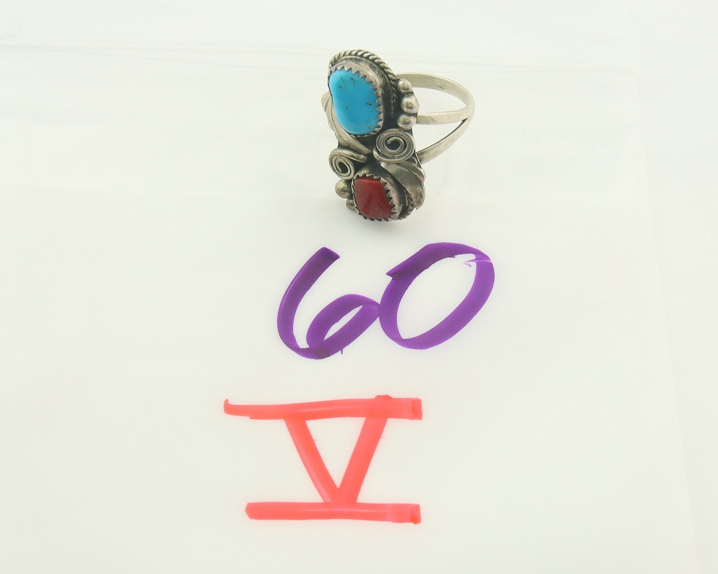 Vintage Navajo Ring 925 Sterling Natural Gemstones Signed Justin Morris Sz 9.0