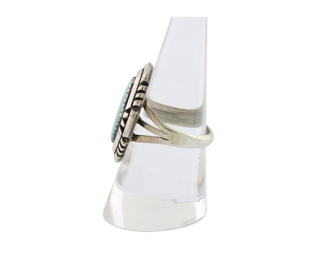 Navajo Ring 925 Silver Spiderweb Turquoise Signed William Denetdale Sz 8.0 C.80s
